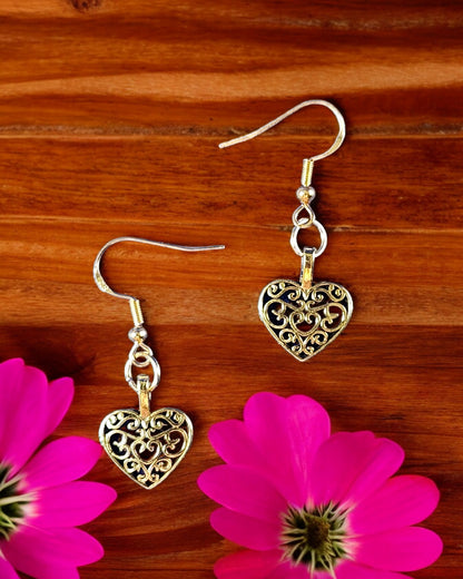 Scroll Heart (Golden Finish) Earrings