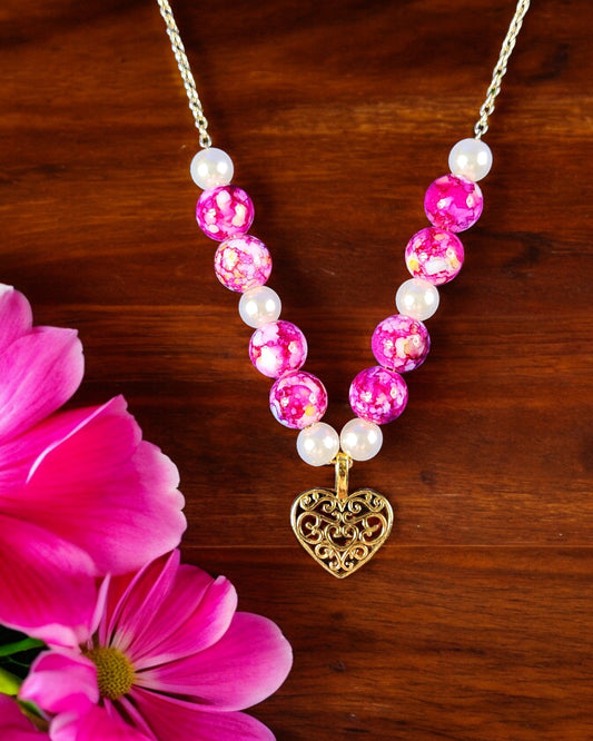 Scroll Heart (Golden Finish) Necklace