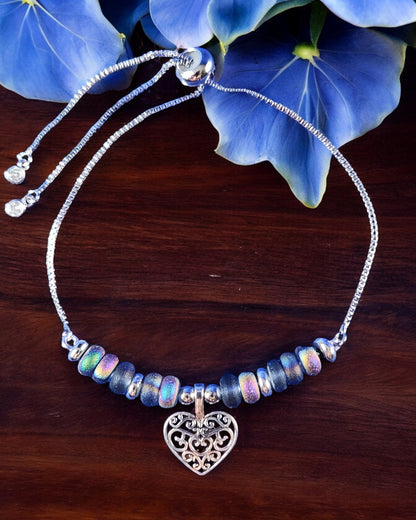 Scroll Heart (Silver Finish) Bracelet